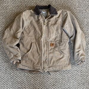 Carhartt Vintage Men's Tan Jacket with Brown Collar